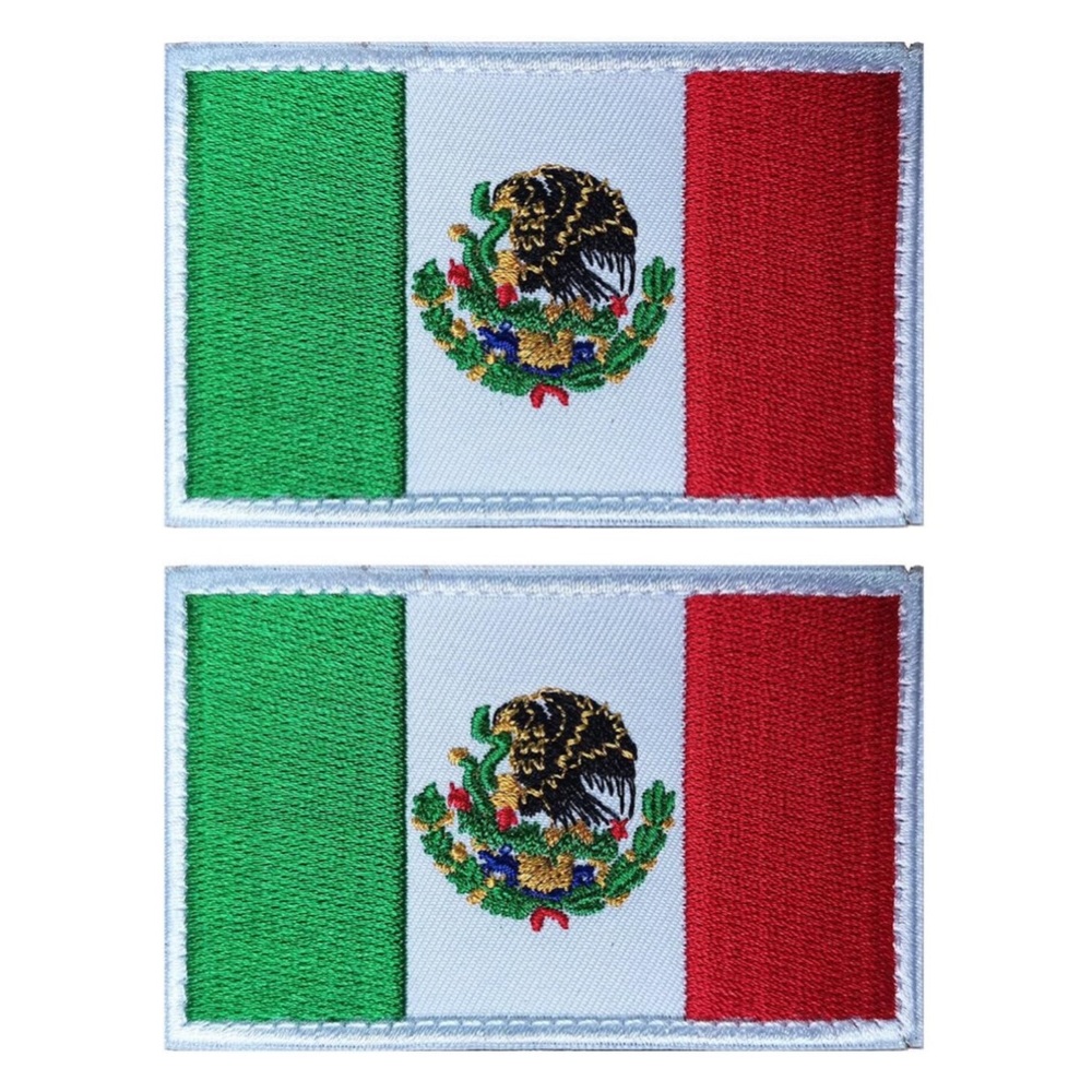 2 PCS Mexico Flag Patch Embroidered Tactical Military Morale Patch Hook and Loop